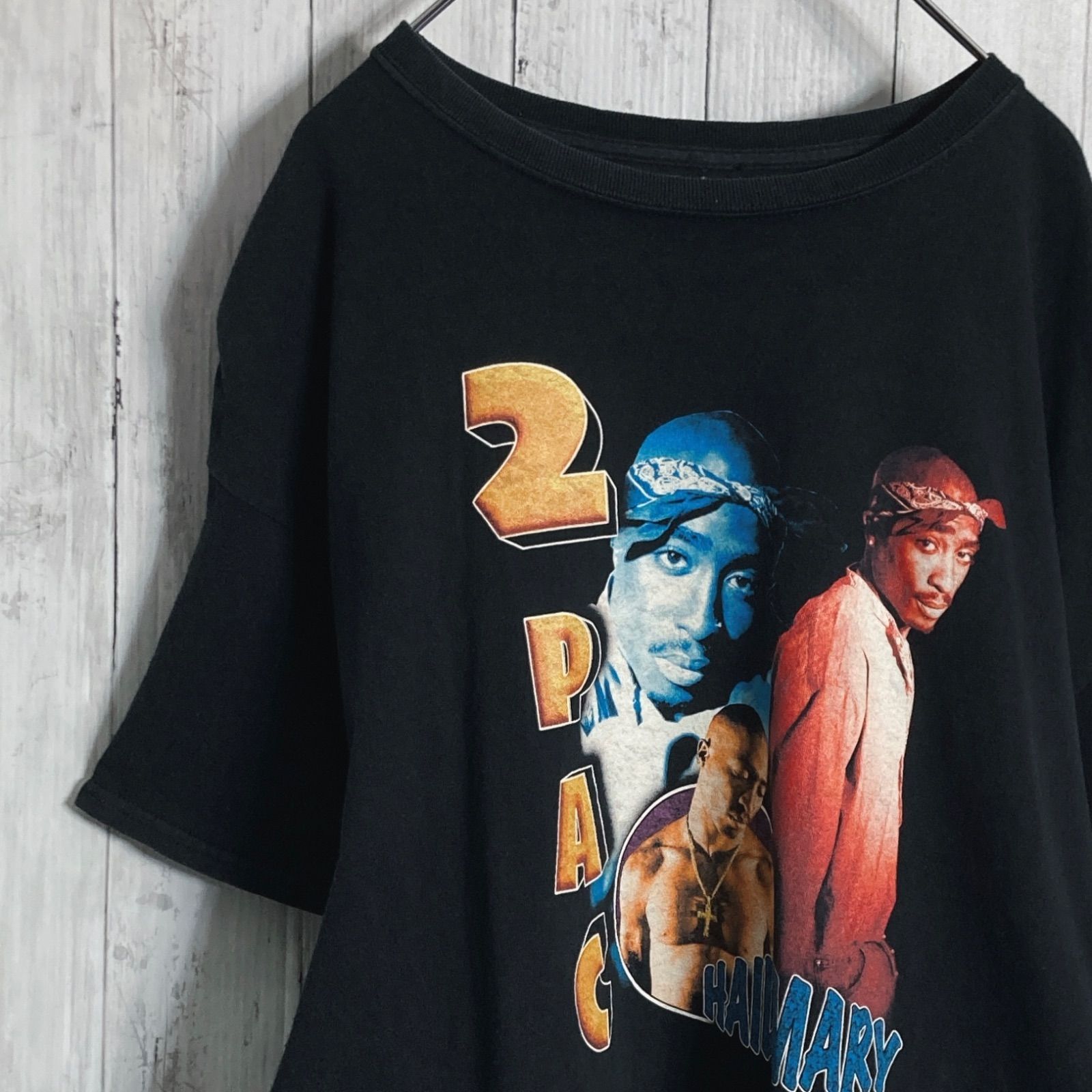 入手困難】00s Vintage 古着 2PAC カラフル プリント ブラック 半袖T