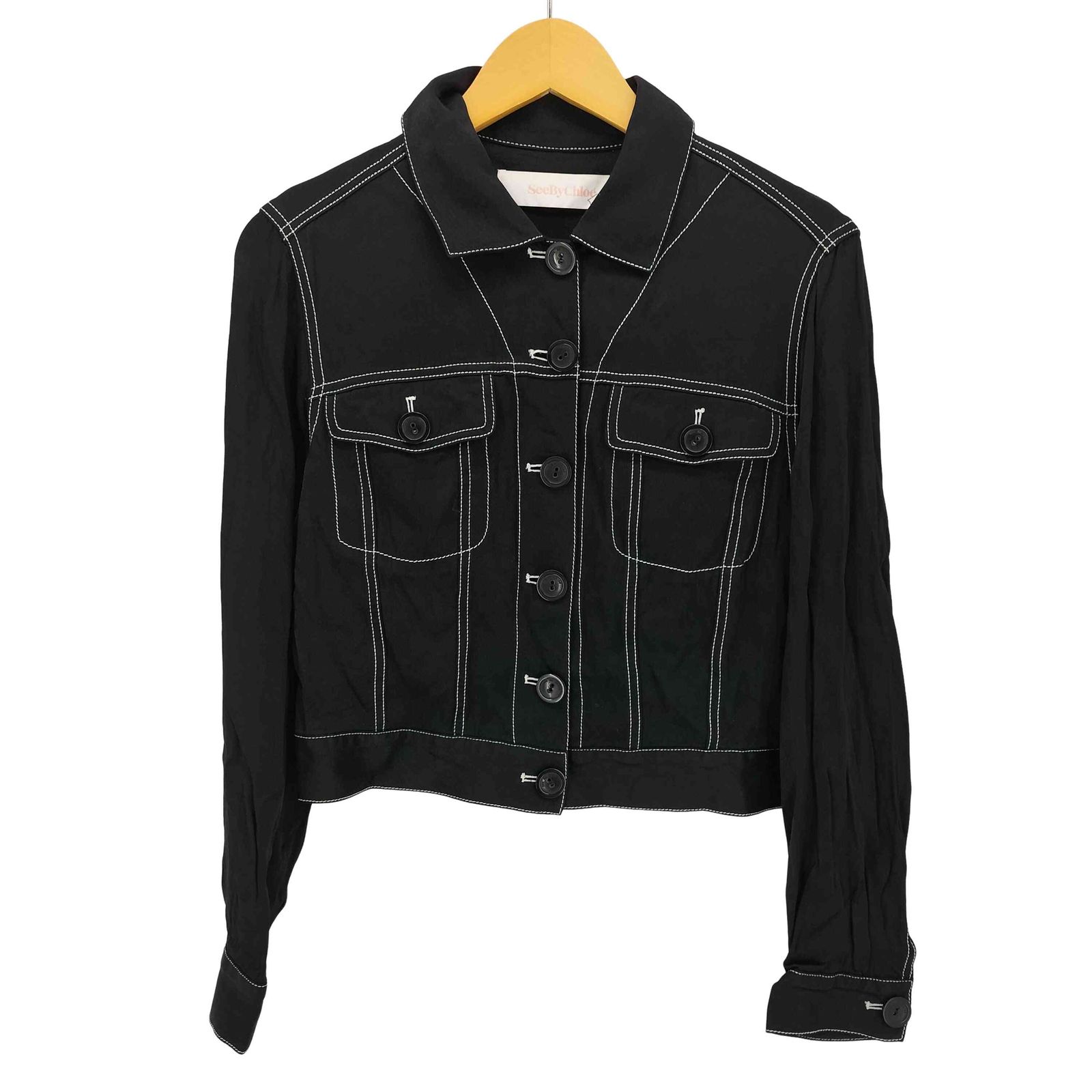 シーバイクロエ SEE BY CHLOE ステッチデザイン クロップドジャケット