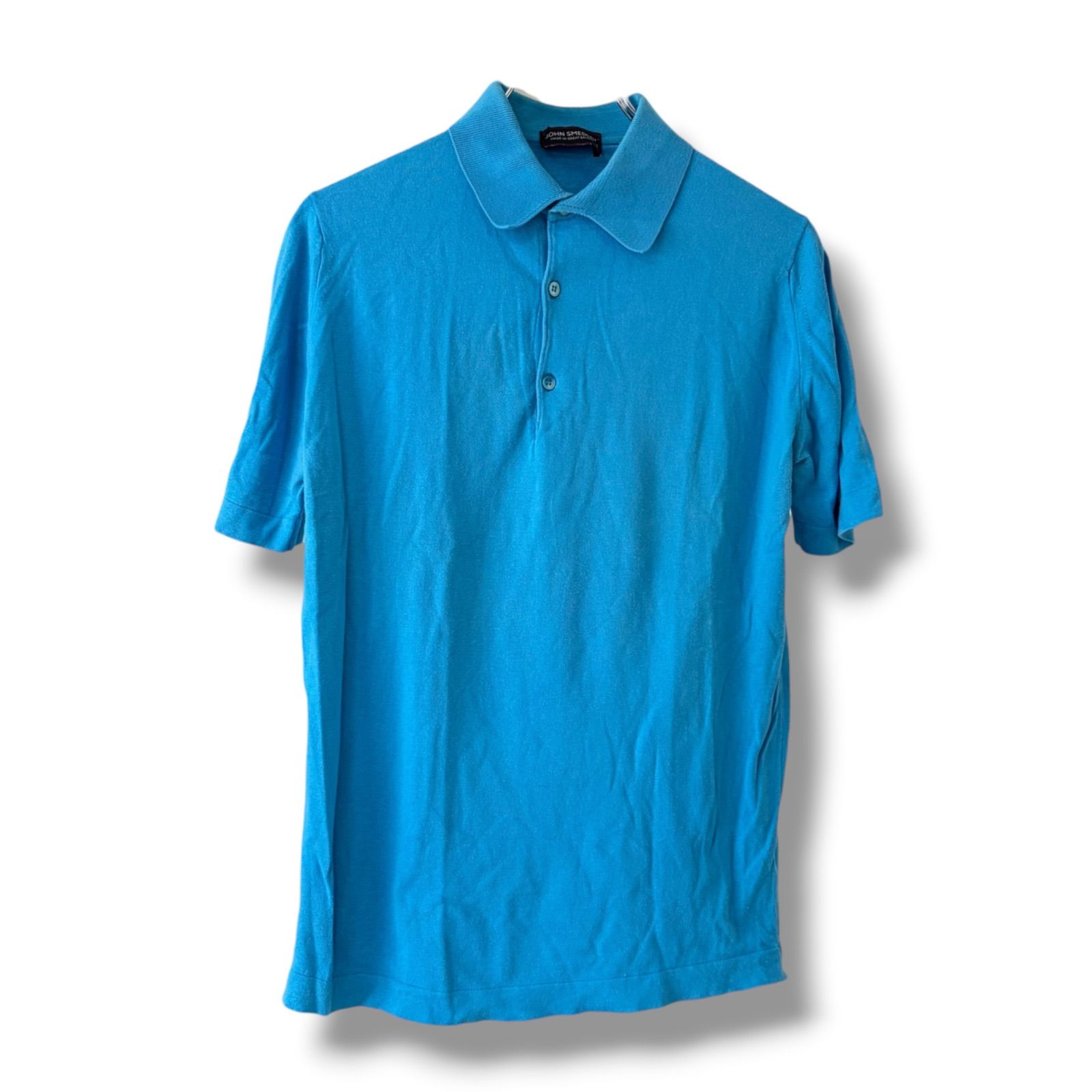 JOHN SMEDLEY 長袖ポロシャツ ブルー シーアイランドコットン 英国製 JOHN SMEDLEY（ジョンスメドレー） 長袖 ポロシャツ BRADWELL シー