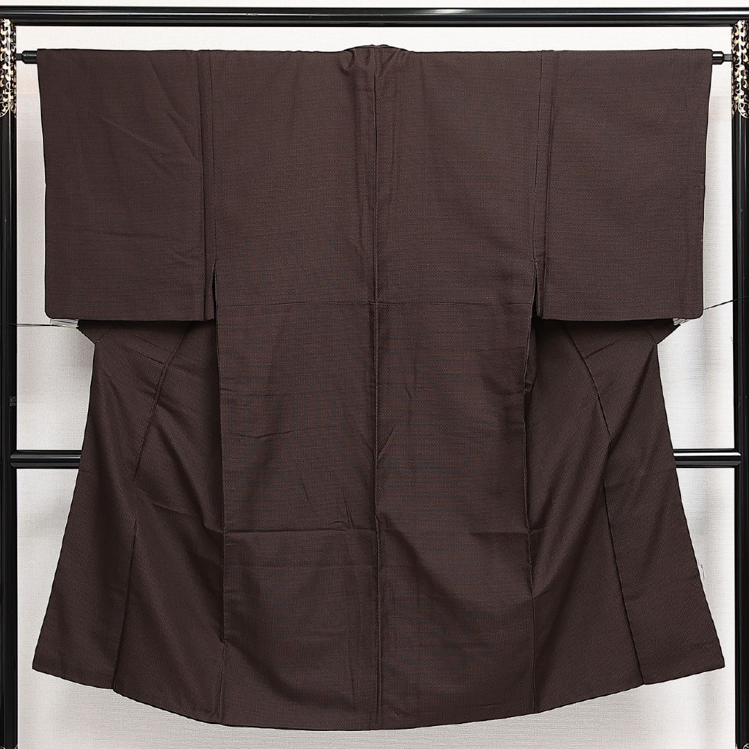 男着物 袷 身丈131cm 裄丈62cm 正絹 Sランク カジュアル 棒衿 XSサイズ シック 落ち着き 茶系 RP 1224-13998