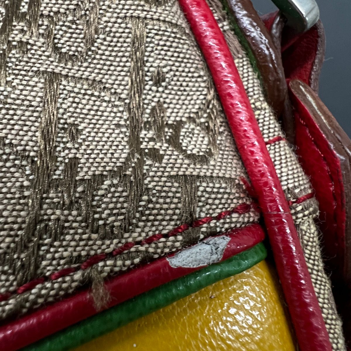 Christian Dior ディオール ラスタ トロッター サドルバッグ ショルダーバッグ キャンバス レザー ベージュ マルチカラー クロスボディ トリコロール ポシェット Y2K クリスチャン Bランク 鑑定済 中古 ディオールバッグ Christian Dior ディオール ラスタ トロッター サドルバッグ