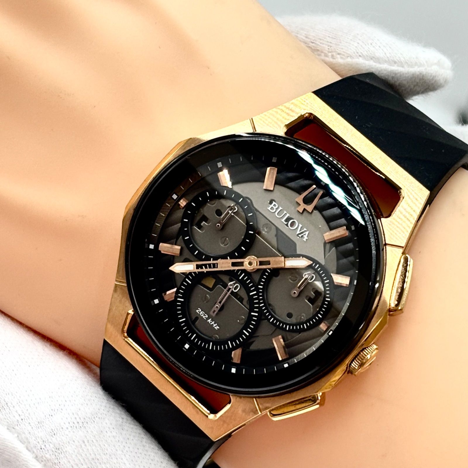 クロノグラフ BULOVA ブローバ カーブ スモセコ 1円 1円～! 稼動品 