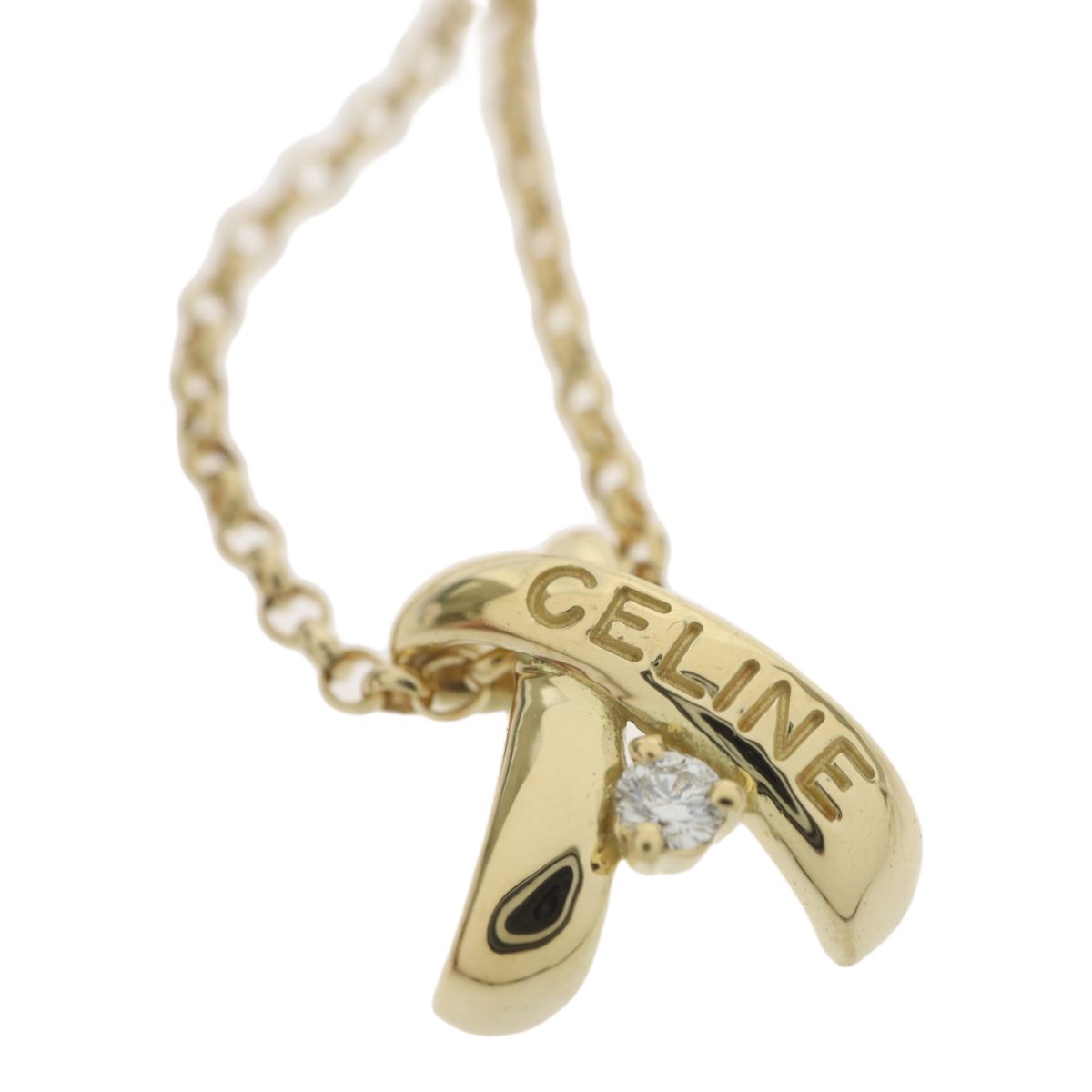 CELINE セリーヌ 750YG K18 18金イエローゴールド ダイヤ0.04ct X