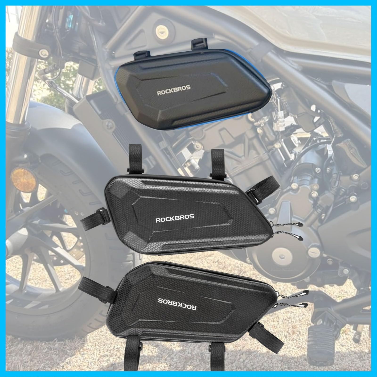 WOOGA オートバイ修正ハードシェルサドル防水三角形サイドバッグ 道具袋 3.5 Gal (1.5 L) カーボンルック止水ジッパー 適用車種ホンダREBEL CMX 250 CMX 300 CMX500 CMX 1100 (1ペアバッグ)