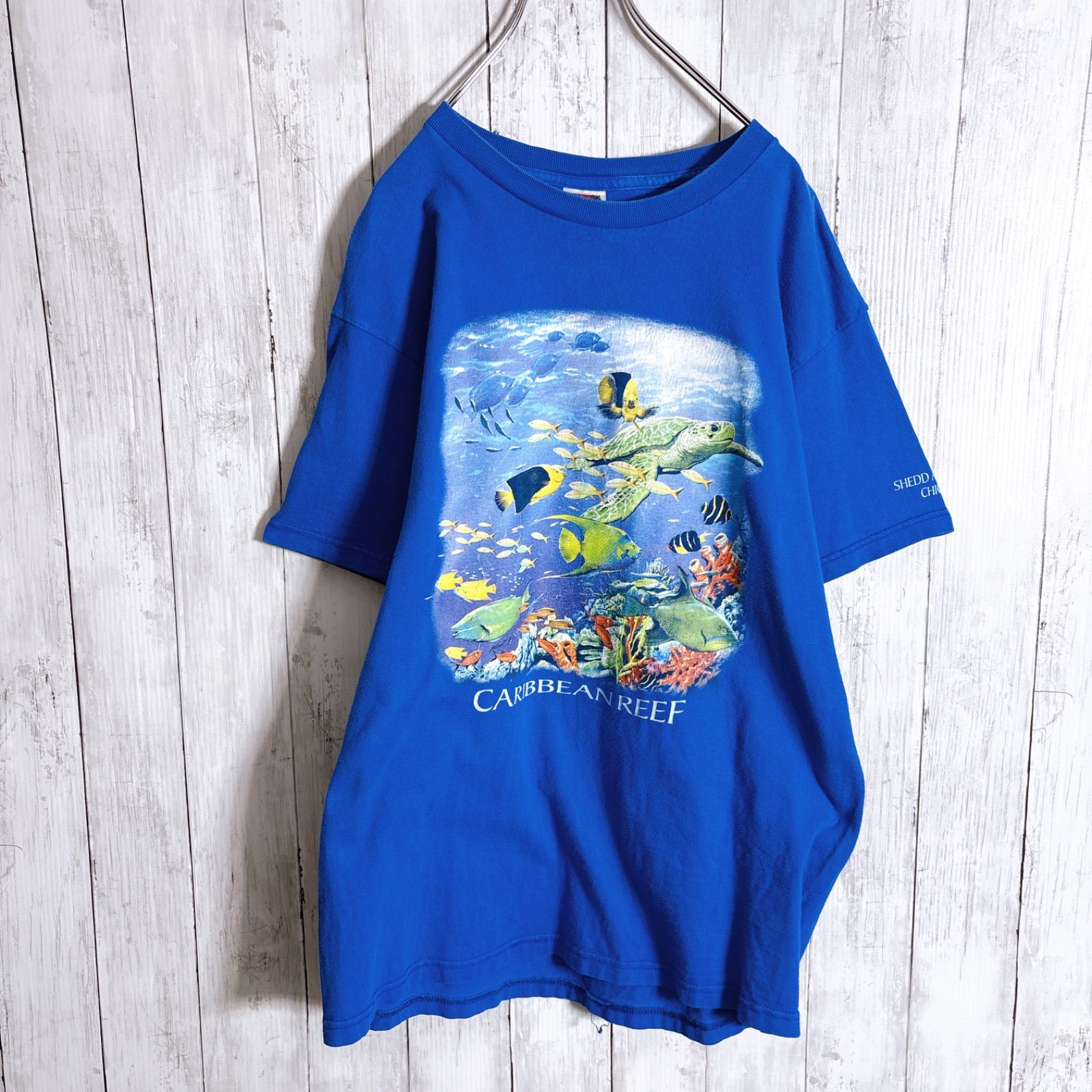 入手困難】90s Vintage 古着 海の生き物 アニマル 動物 ブルー 半袖T 