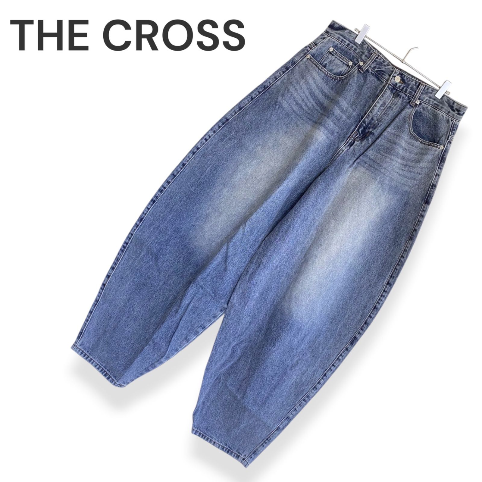 新品未使用 THE CROSS ザ クロス ブルー ワイド バルーン デニム 