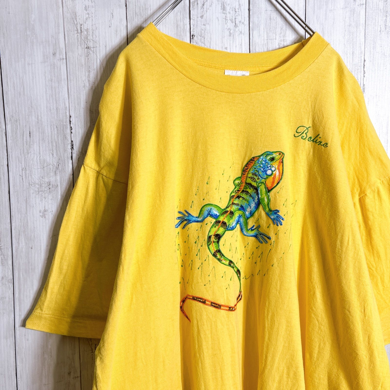 【入手困難】90s Vintage 古着 ブラジル製 アニマル イエロー 半袖Tシャツ #7573