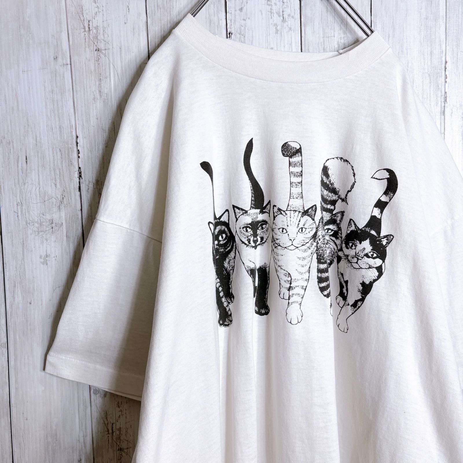 あいみょん 着用 古着 Tシャツ 猫 ヴィンテージ あいみょん着用/在原みゆ紀着用】90s USA製 Vintage 古着 ネコ 猫 動物