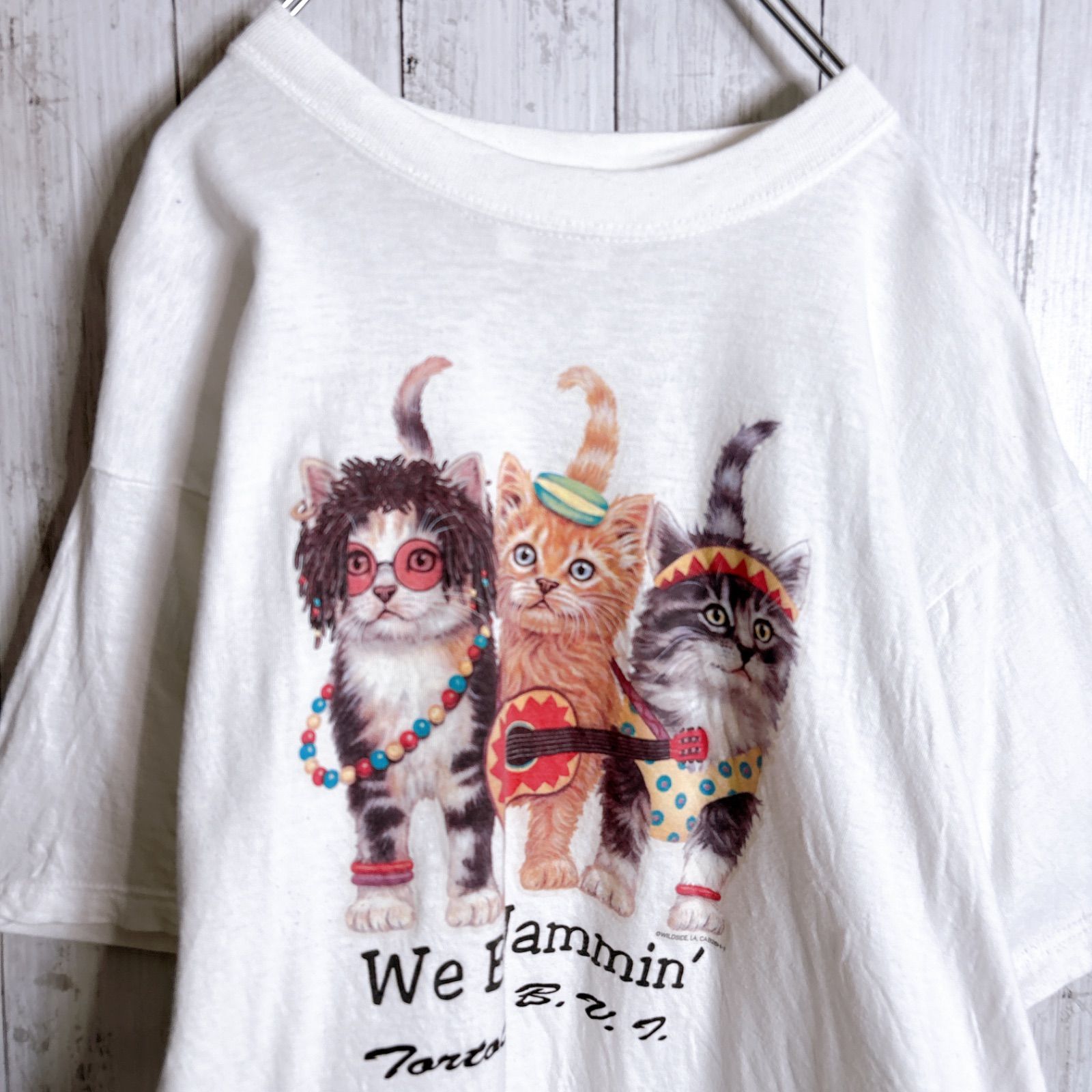 あいみょん着用】90s Vintage 古着 猫 ねこ 両面プリント ボブ