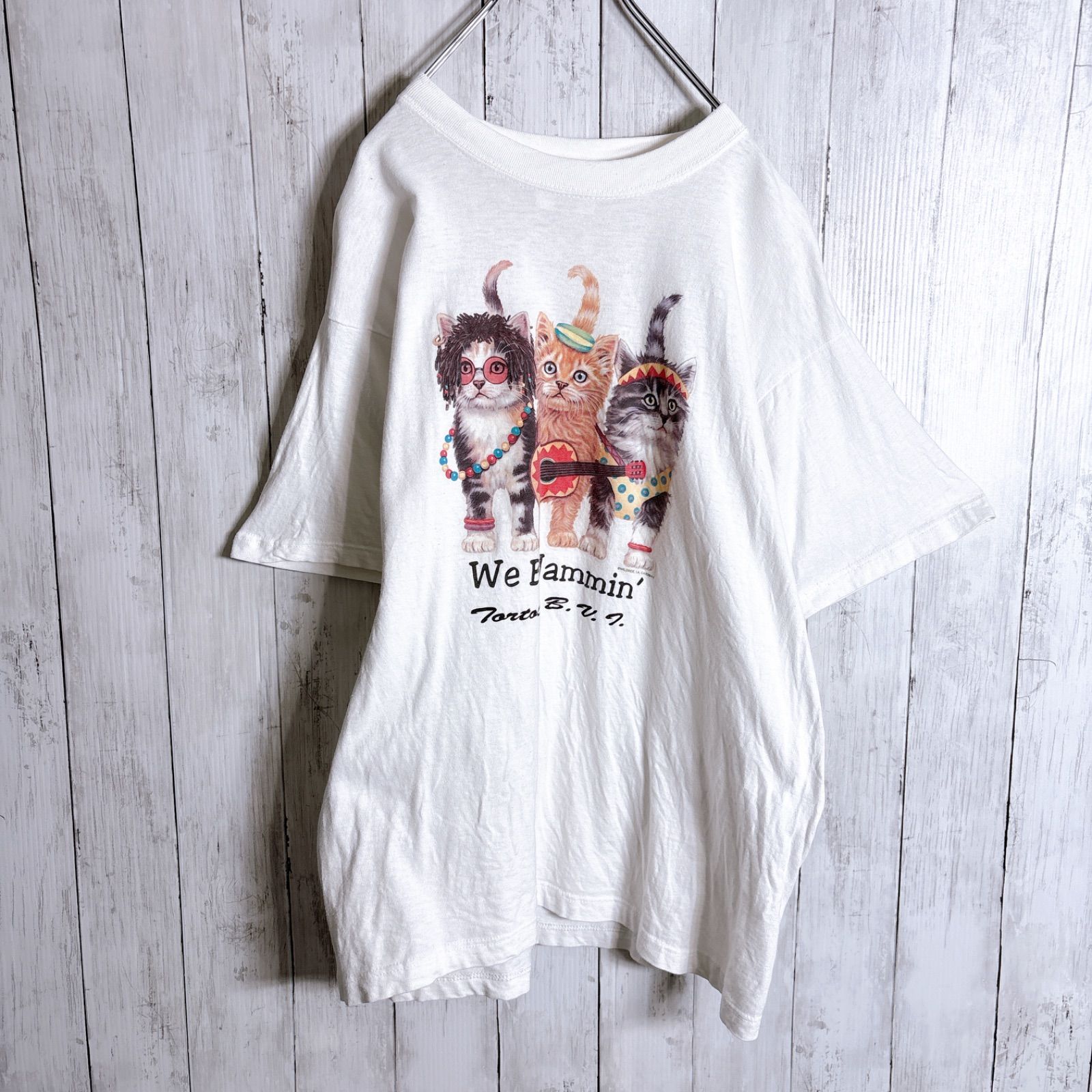 あいみょん着用】90s Vintage 古着 猫 ねこ 両面プリント ボブ