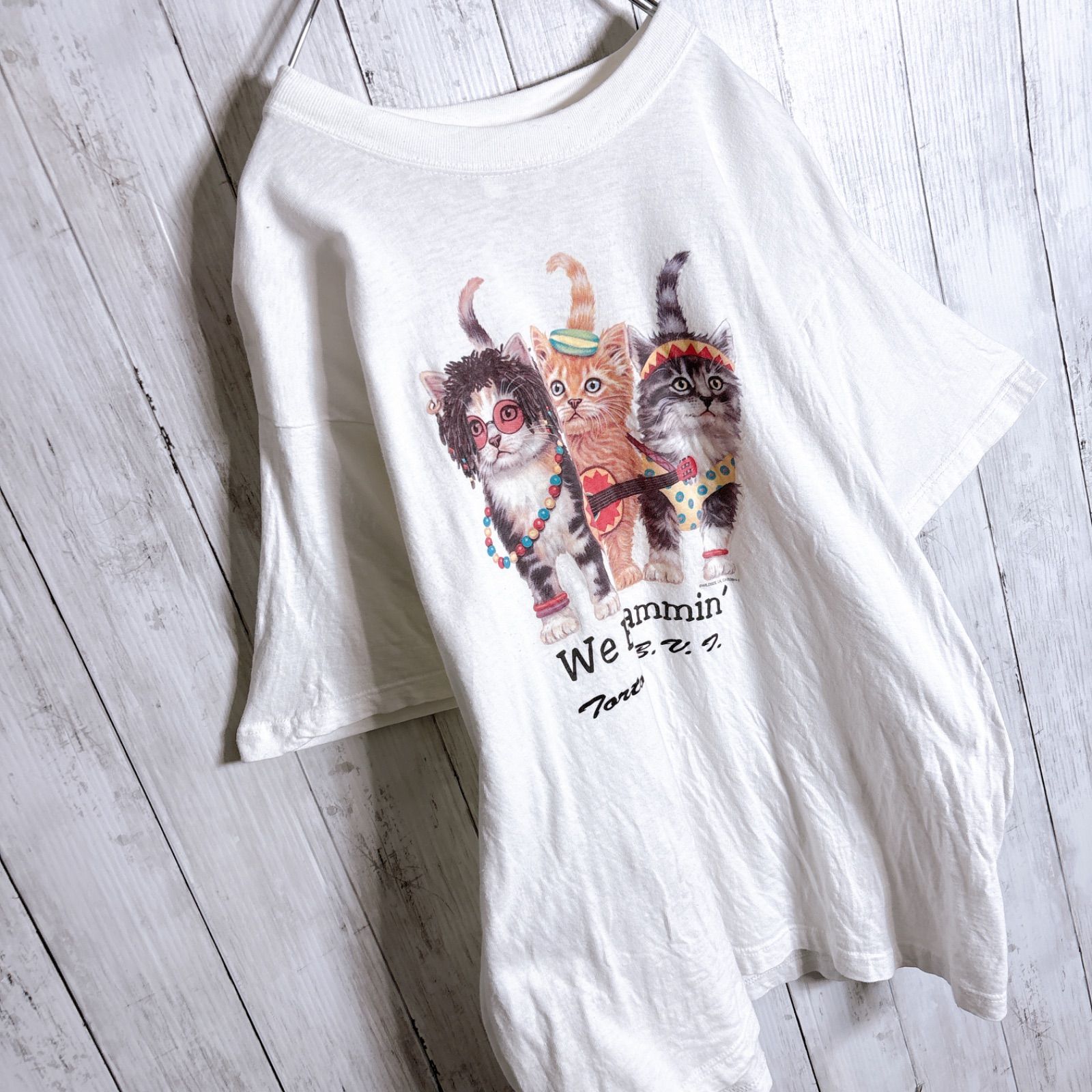 あいみょん着用】90s Vintage 古着 猫 ねこ 両面プリント ボブ