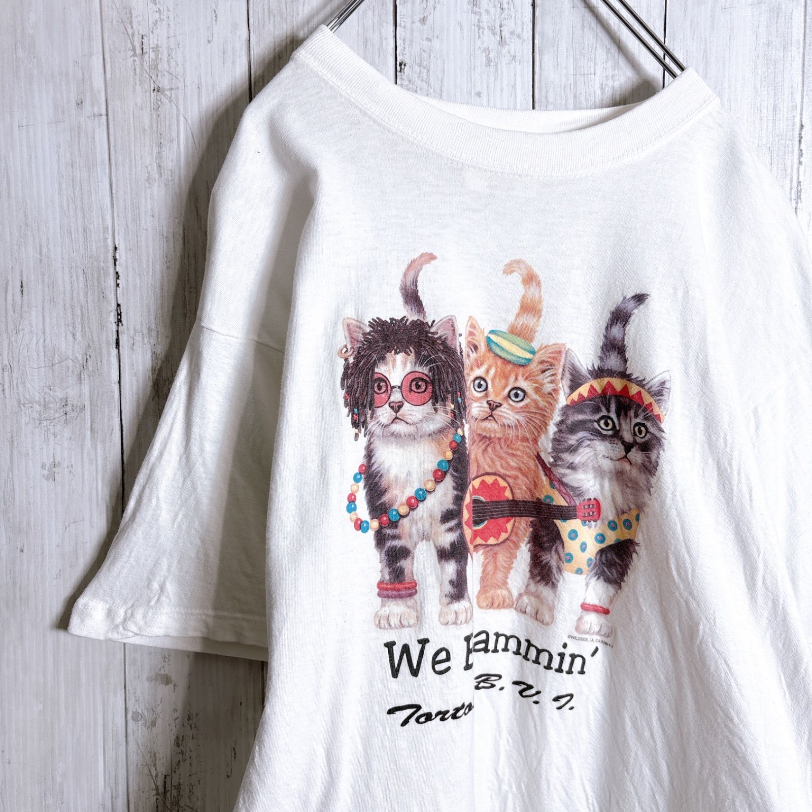 あいみょん 着用 古着 Tシャツ 猫 ヴィンテージ あいみょん着用】90s Vintage 古着 猫 ねこ 両面プリント ボブ