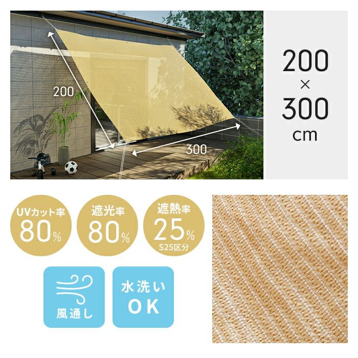 【ルルる様用】サンシェード 200×300cm×2枚、200×200cm×2枚セット