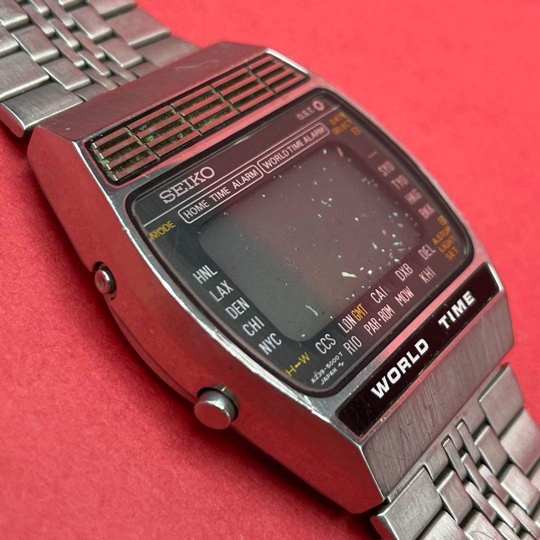 SEIKO WORLD TIME ATLAS A239-5020 ヴィンテージ Seiko A239-5020 Vintage Digital Quartz Wrist Watch Japan World