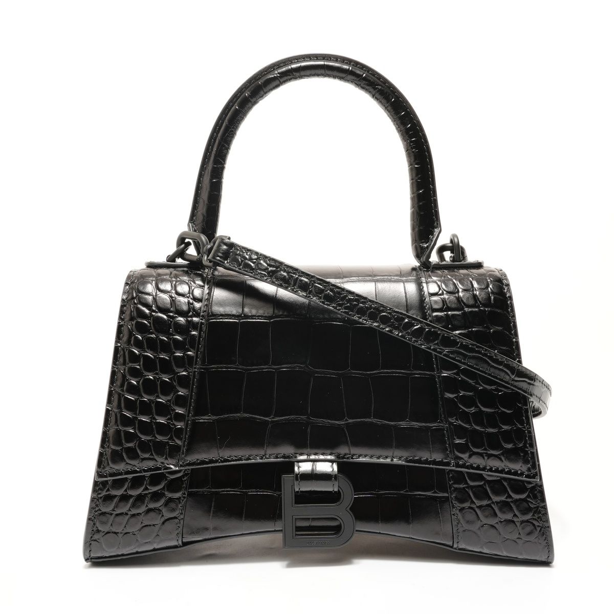 バレンシアガ BALENCIAGA アワーグラス S クロコ型押し 2WAY ショルダーバッグ【中古】 BALENCIAGA バレンシアガ ショルダーバッグ アワーグラス S クロコ型