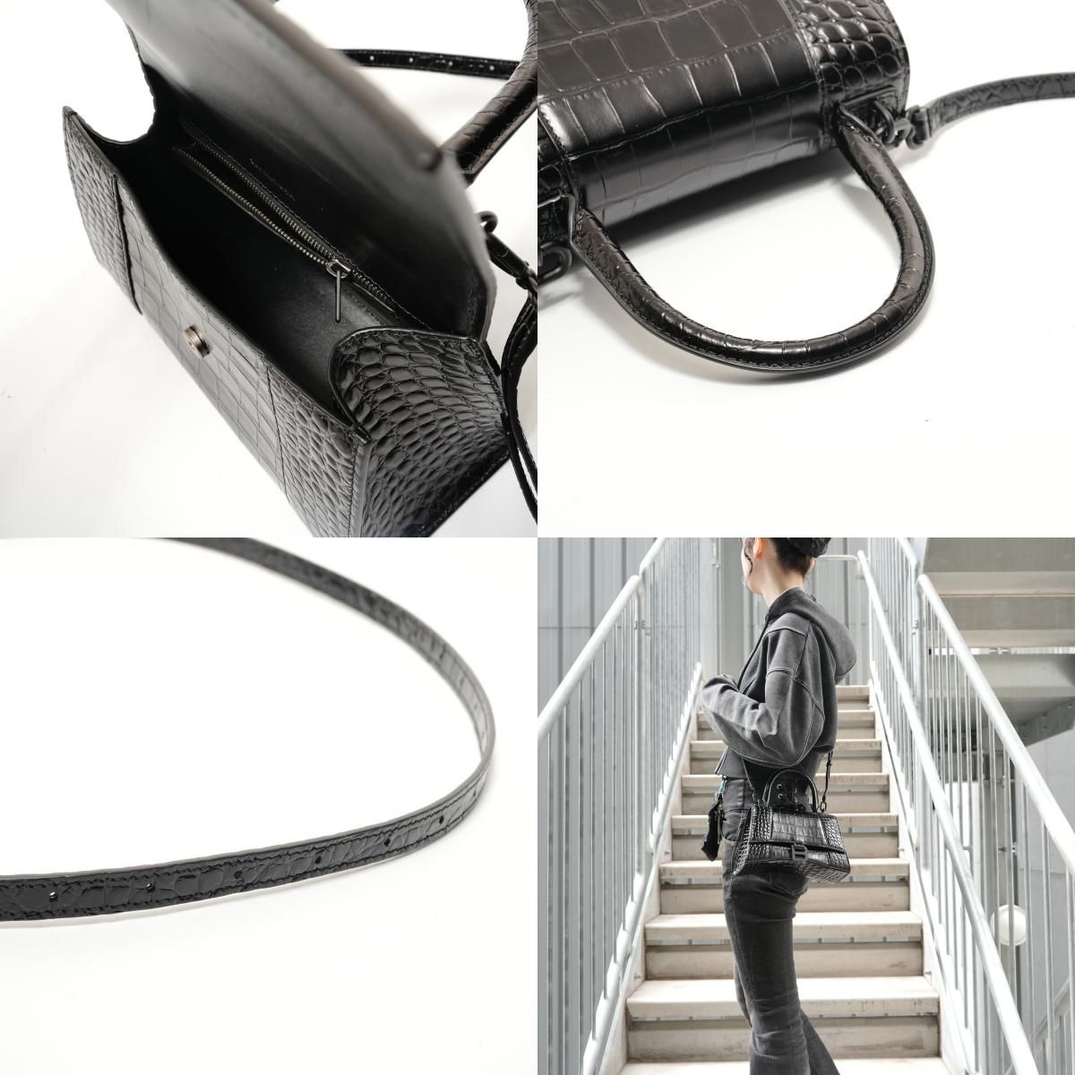 バレンシアガ BALENCIAGA アワーグラス S クロコ型押し 2WAY ショルダーバッグ【中古】 BALENCIAGA】バレンシアガ『クロコ型押し アワーグラス スモール