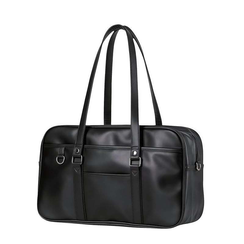 【新品】 [Osteenii] スクールバッグ 合皮 スクバ 高校生 女子 学生 大容量 大きい 軽量 PU A4対応 通学 JK 制服 鞄 修学旅行 サブバッグ 部活 入学準備 新学期 (ブラック(改良))