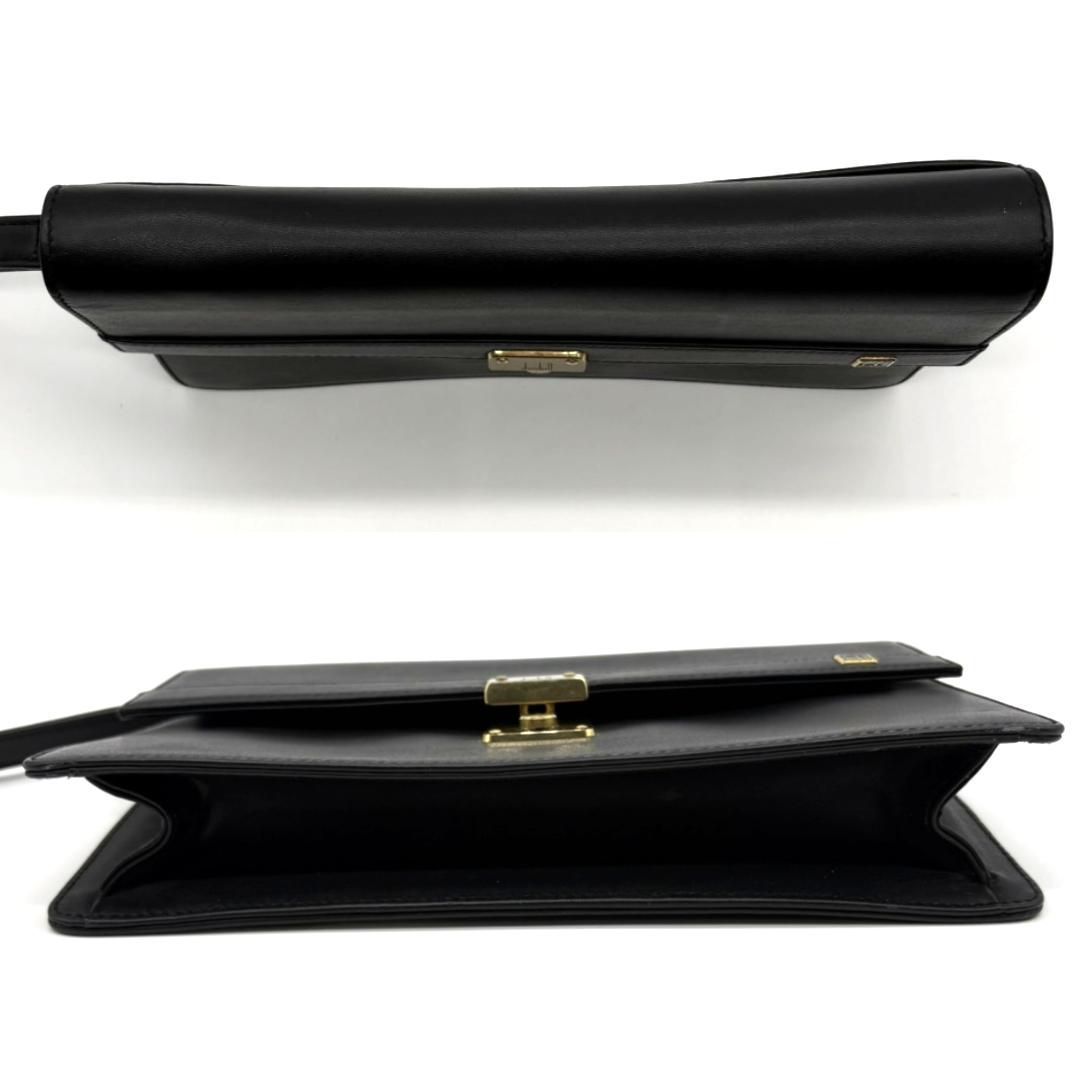 ✨極美品✨ダンヒル 大判クラッチバッグ 旧ロゴ 黒 レザー ビジネス 書類 ダンヒル dunhill ロゴ刻印 ゴールドダイヤルロック 本革レザー