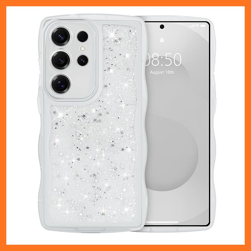 【新品】 Galaxy S25 ケース クリア TPU カバー ウェーブ おしゃれ 韓国 可愛い ウェーブ グリッター 透明 薄型 軽量 耐衝撃 滑り止め スマホケース ワイヤレス充電対応 ストラップホール付き ギャラクシーS25 ケース 対応-透明です  0