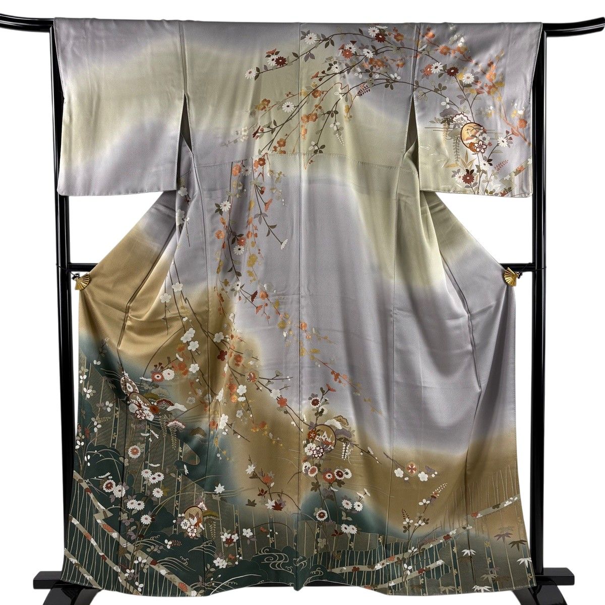 訪問着 秀品 身丈161cm 裄丈63.5cm 正絹 【中古】 訪問着 身丈161cm 裄64cm レディース 袷 風景画 裄Mサイズ 秋冬春用