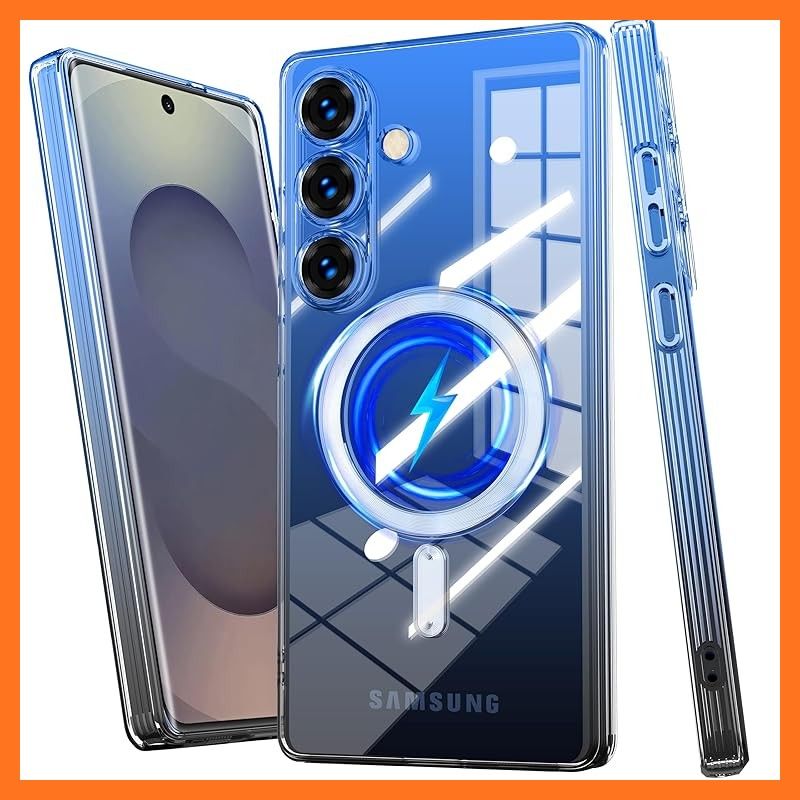 【新品】 YDIHIHO と互換性のある Galaxy S25 用のケース Magnetic対応 クリア 薄型 グラデーション色 SC-51F SCG31 用の スマホケース ストラップホール付き マグネット搭載 耐衝撃 TPU 軽量 透明 ワイヤレス充電 0