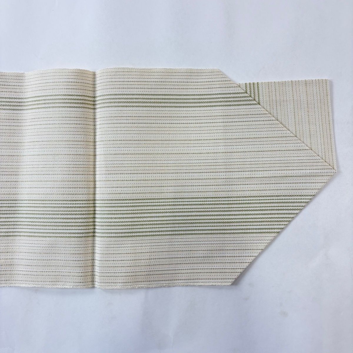 美品】 名古屋帯 秀品 八寸名古屋帯 松葉仕立て 幾何学 縞 金糸 