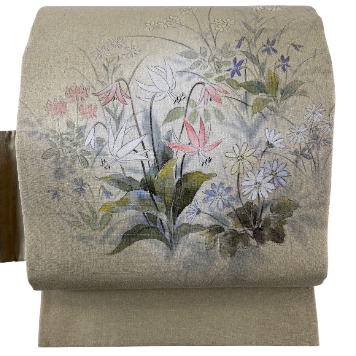 美品】 名古屋帯 秀品 紬地 草花 薄緑 正絹 【中古】 - メルカリ