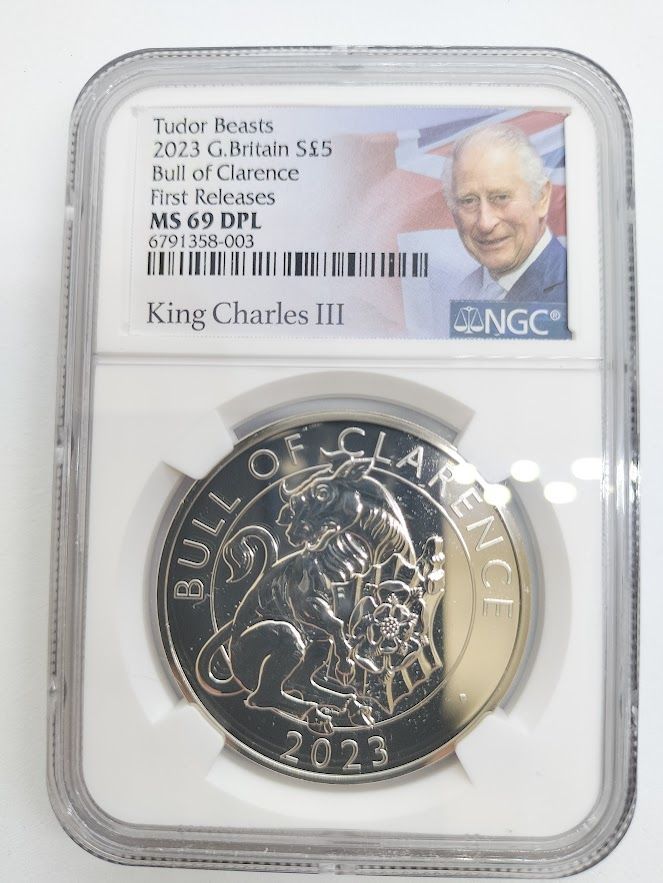 NGC MS69 DPL 2023年 イギリス 5PD チューダー ビースト ブル・オブ NGC MS69 DPL 2023年 イギリス 5PD チューダー ビースト ブル・オブ