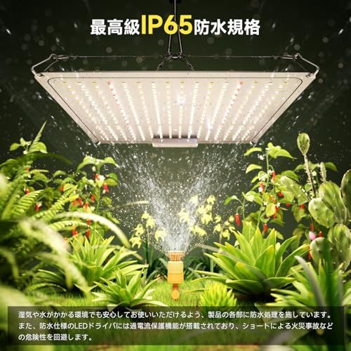 植物育成ライト LED 60W パネルIP65温白色 256LEDフルスペクトル 植物育成ライト LED 60W パネル【放熱効率UP/ IP65防水】温白色 256LED