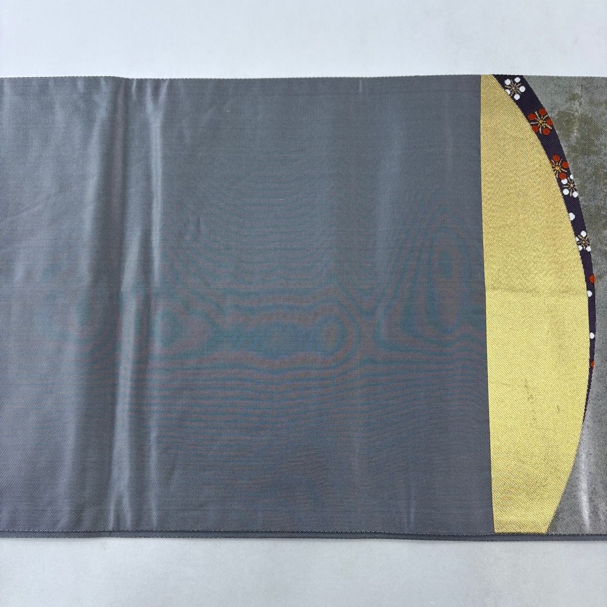 袋帯 秀品 松竹梅 幾何学模様 金銀糸 箔 銀色 お太鼓柄 正絹 【中古