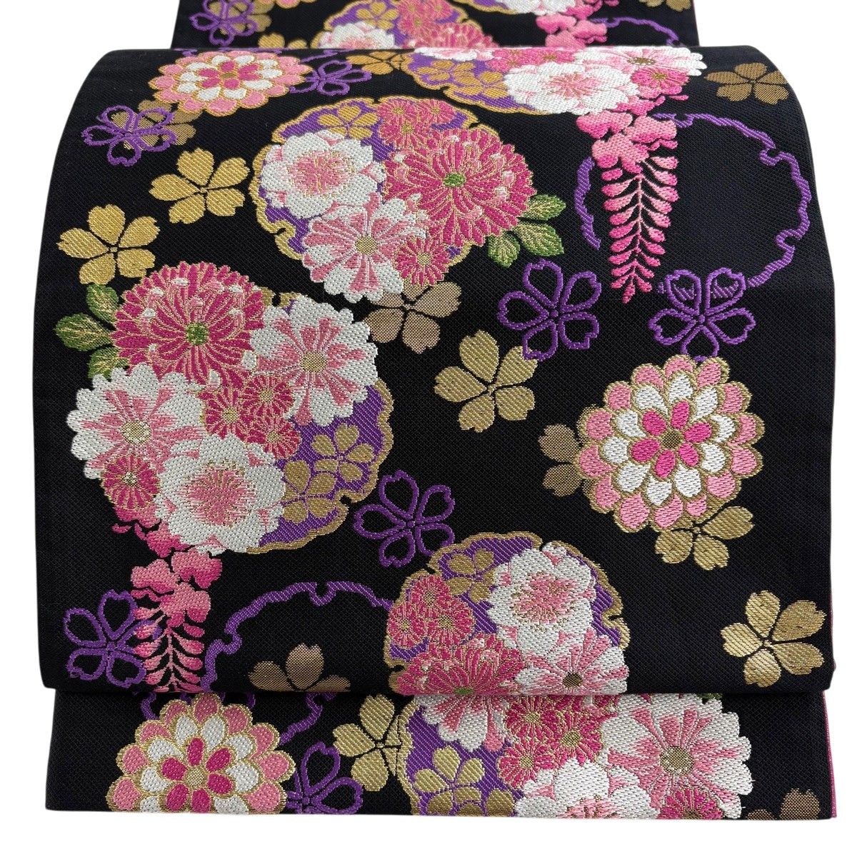袋帯 秀品 雪輪 桜 箔 唐織 黒 六通 正絹 【中古】 - メルカリ