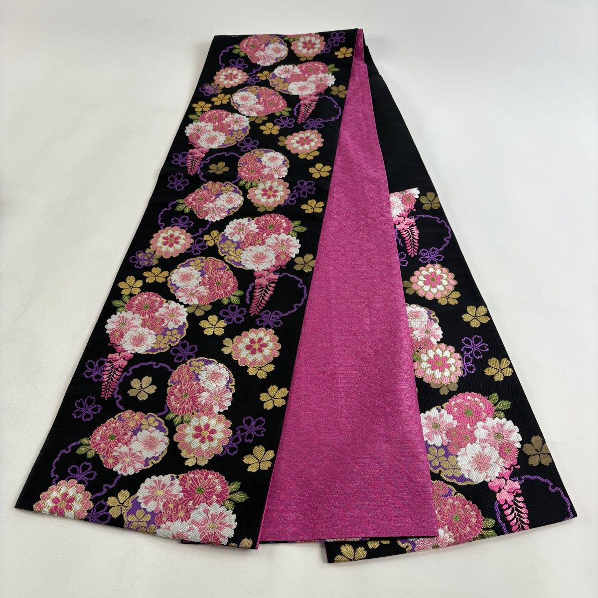 袋帯 秀品 雪輪 桜 箔 唐織 黒 六通 正絹 【中古】 - メルカリ