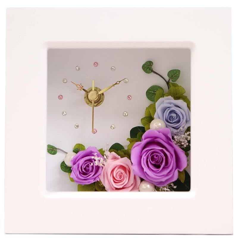 【新品】 IPFA プリザーブドフラワー 置き時計 (ライラック) プレゼント 誕生日 ギフト 花 時計 還暦祝い 退職祝い 結婚祝い 結婚記念日 お祝い おしゃれ 人気 女性 フラワーギフト 花時計 還暦 古希 喜寿 傘寿 米寿 卒寿 記念日 0
