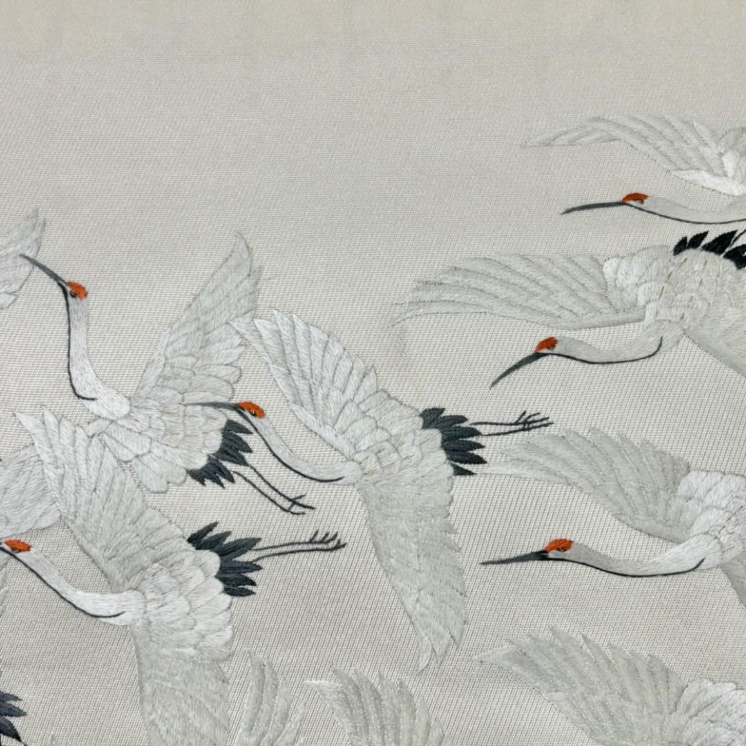 袋帯 雪英導 蘇州刺繍 飛翔鶴 灰白色 O-6193 袋帯 雪英導 蘇州刺繍 飛翔鶴 灰白色 O-6193の通販 by リユース着物