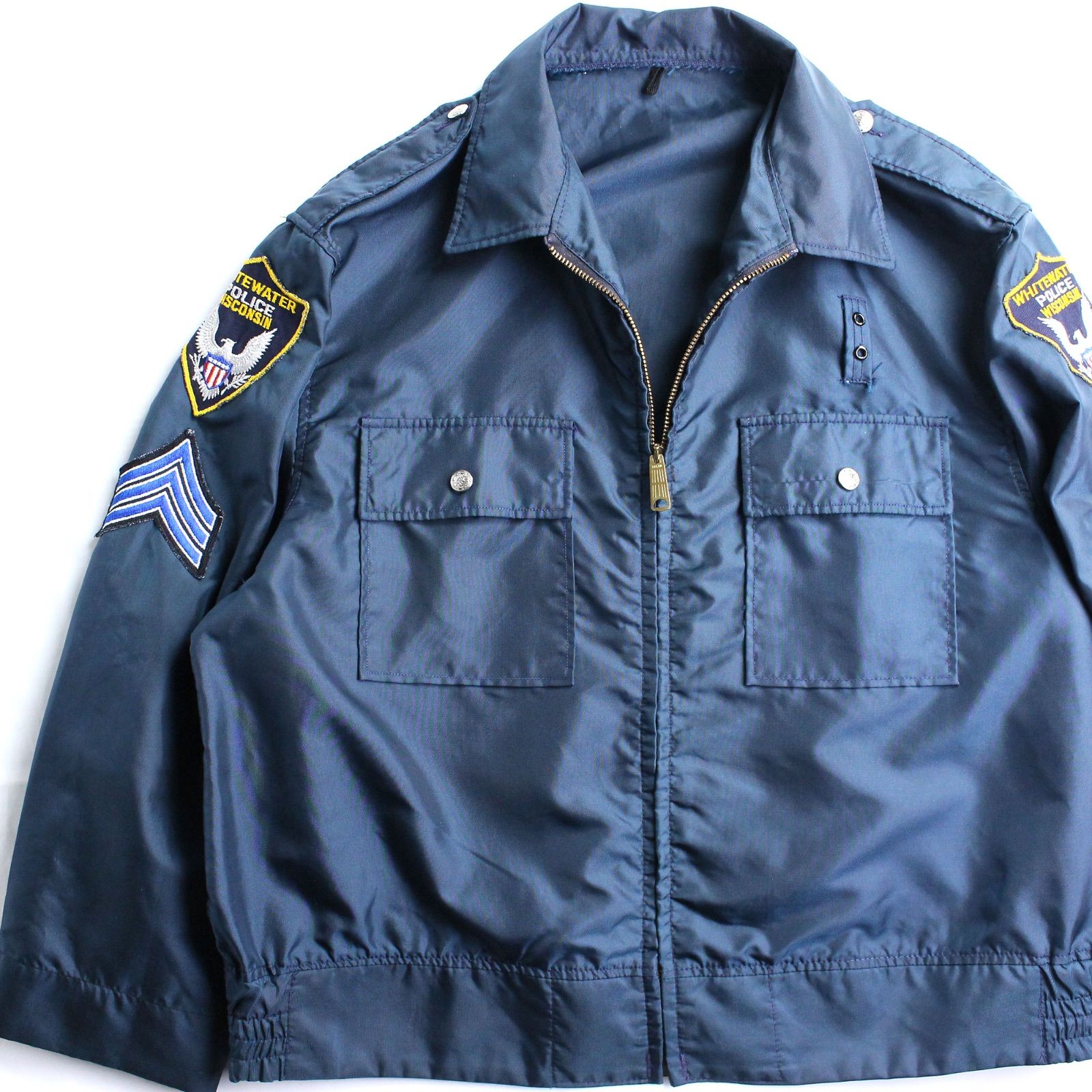 70s SILVER LABEL ワッペン付き ポリスマン ジャケット ナイロンクロス