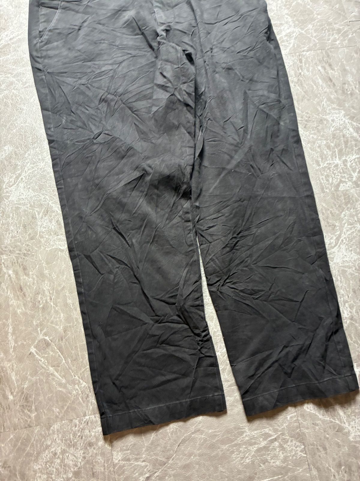 00s DOCKERS ノータックチノ 黒 W36相当 股上34 短丈ワイド 美品 US 
