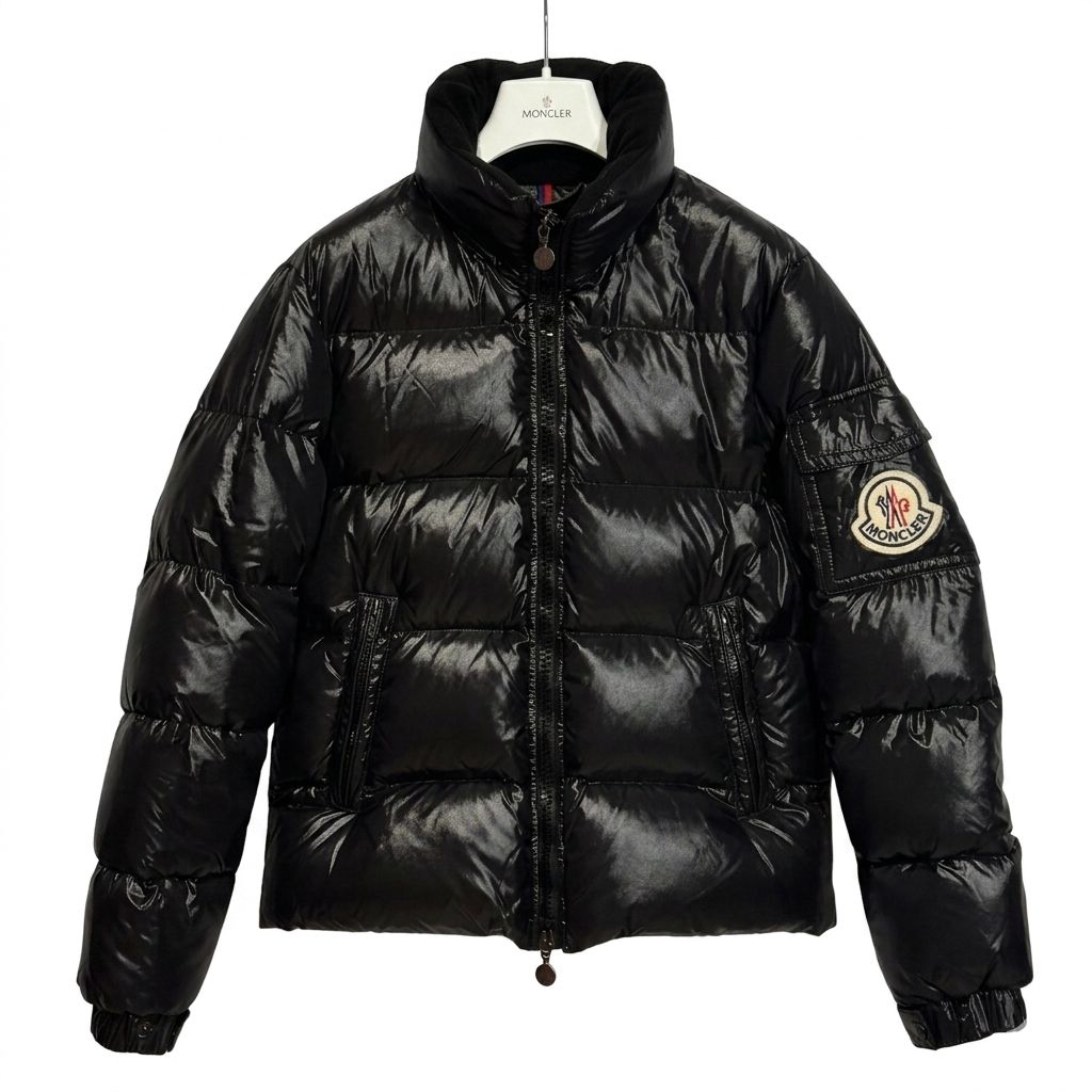 MONCLER/S (0) /シャイニーブラック /フード欠品ダウンジャケット