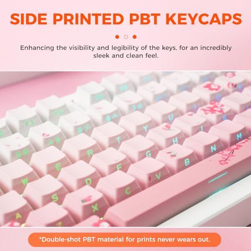 新品】DAREU EK75PRO メカニカルキーボード 無線 桜/ピンク テンキー
