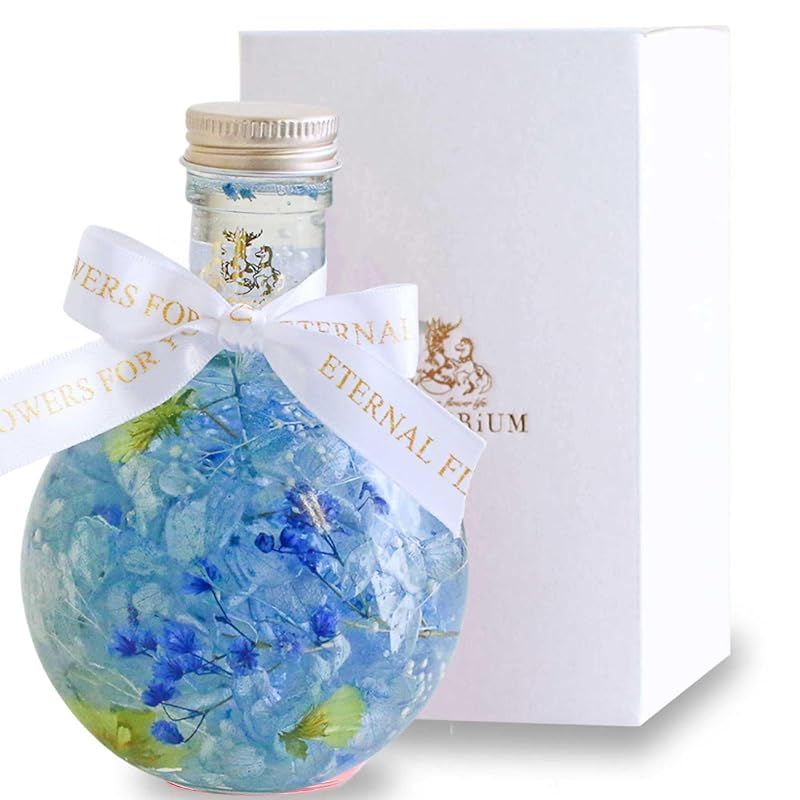 【新品】 FLOWERiUM 母の日ギフト 花 ハーバリウム 贈り物 フラワーギフト 日本製 flower 結婚 記念日 誕生日 プレゼント ギフト 女性 お祝い 退職 大切な人 フラワリウム パルファン(ブルー)