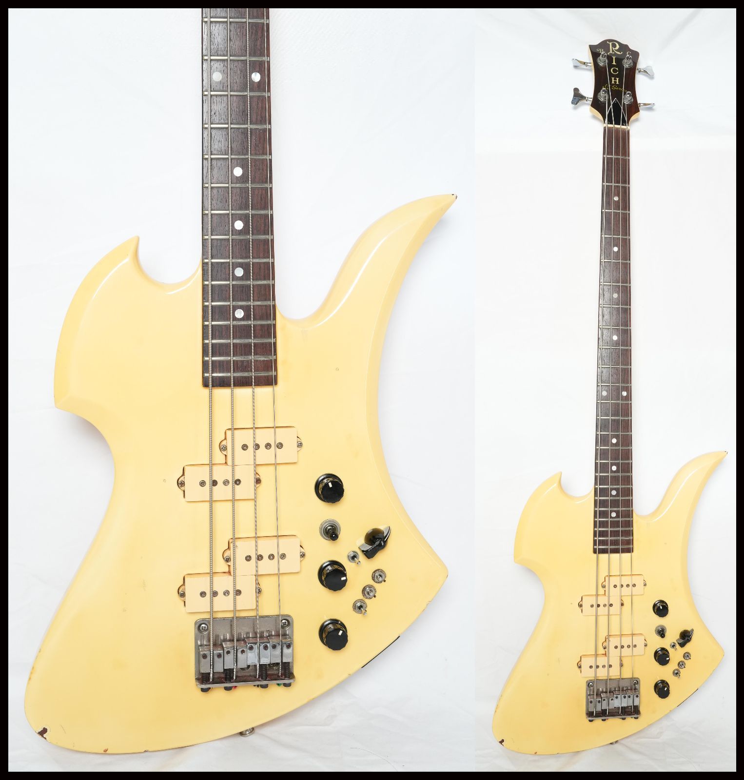 ☆B.C.Rich N.J Series MOCKINBIRD BASS WHITE スルーネック80年代