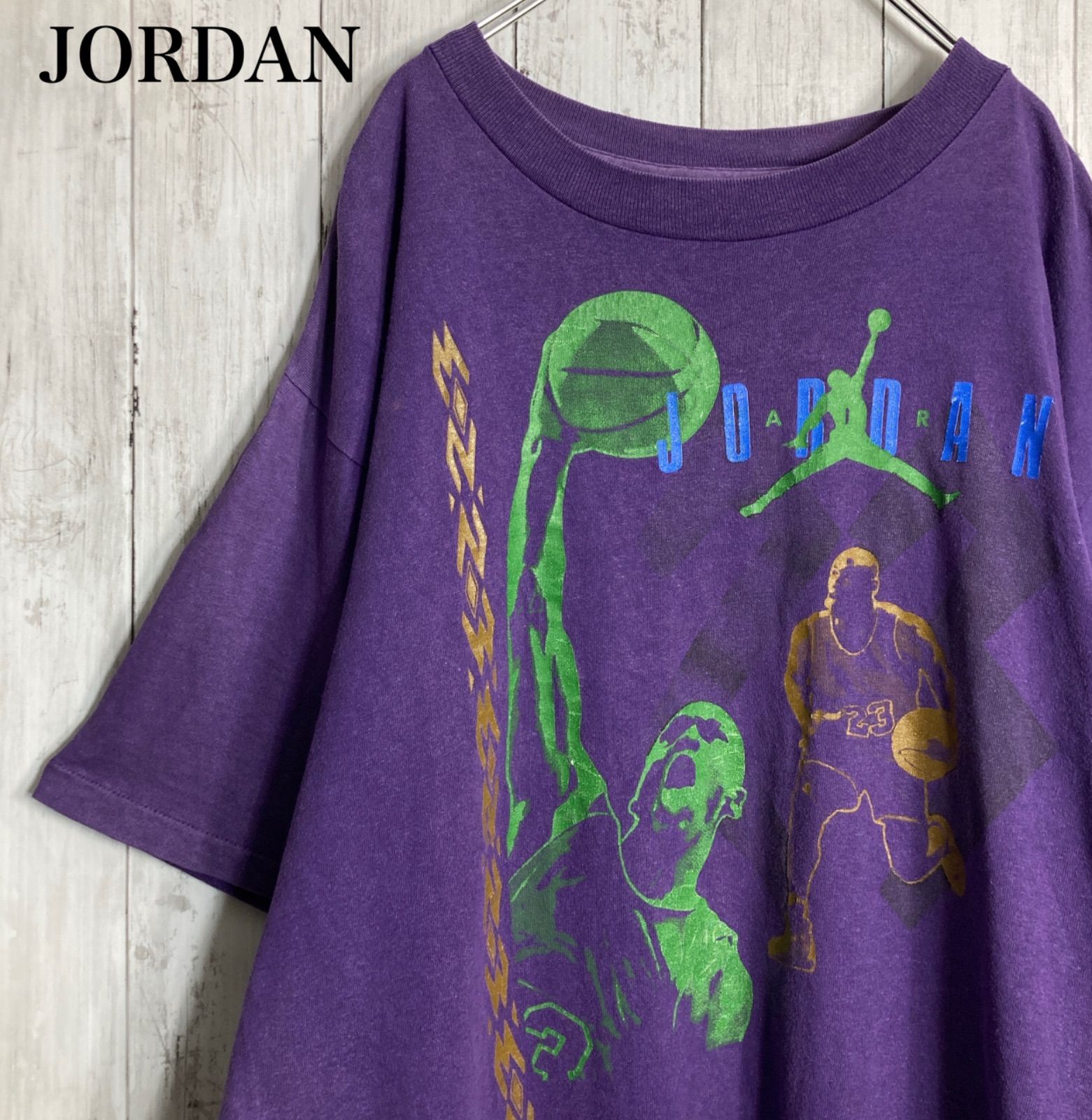 【入手困難】90s USA製 Vintage 古着 ジョーダン JORDAN パープル 半袖Tシャツ #1967