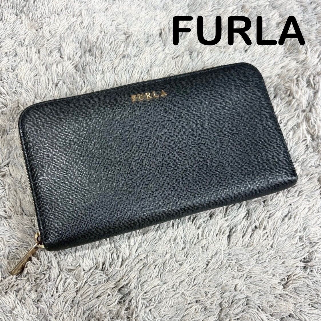 【新品未使用】フルラ　FURLA　長財布　ブラック　ラウンドファスナー フルラ 長財布 財布 レディース シェリー エクストラ ラージ リボン