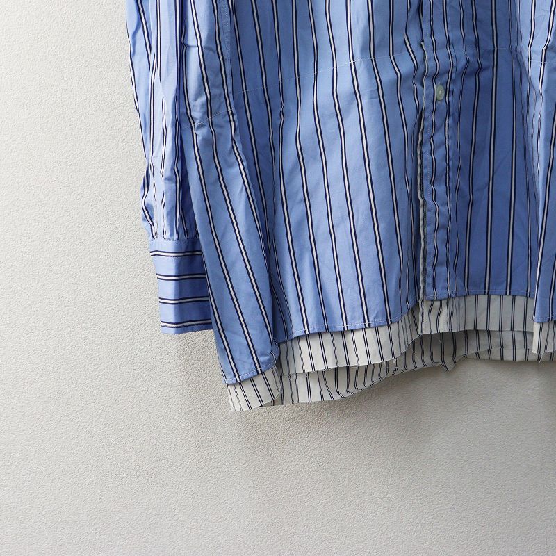 オムガールズ HOMME GIRLS MINI SHIRT DRESS ミニシャツドレス S＼ブルー ブラウス ストライプ コットン【2400014917543】 オムガールズ HOMME GIRLS MINI SHIRT DRESS ミニシャツドレス S