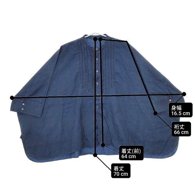 45R/45rpm リネンのピンタックビッグシャツ（インディゴ）定価58300円 ブラウス シャツ ネイビー レディース フォーティーファイブアールピーエム【中古】6-0408M∞ 45rpm - 45R/45rpm リネンのピンタックビッグシャツ（インディゴ）定価