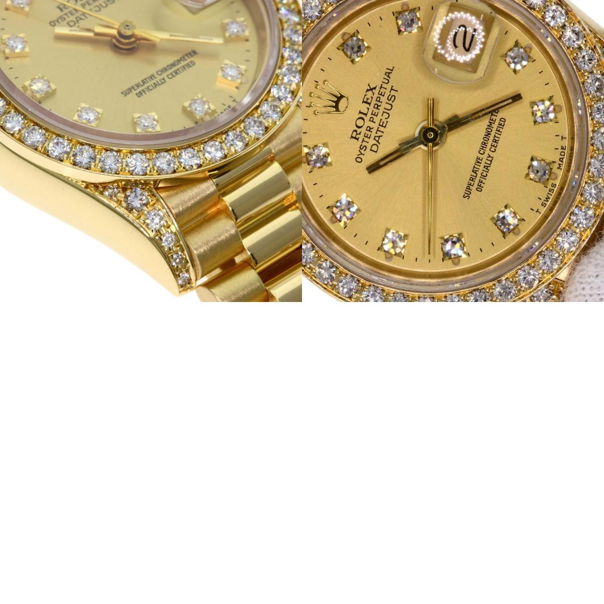 ROLEX ロレックス 69158G デイトジャスト ベゼル ダイヤモンド 腕時計 K18YG K18YG ダイヤモンド レディース [中古] ロレックス デイトジャスト 69158G シャンパン/ダイヤモンド