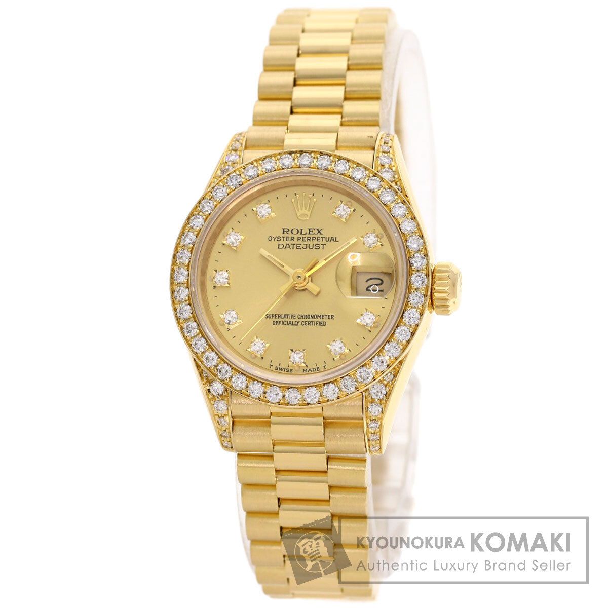 ROLEX ロレックス 69158G デイトジャスト ベゼル ダイヤモンド 腕時計 K18YG K18YG ダイヤモンド レディース [中古] ROLEX ロレックス 69158G デイトジャスト ベゼル ダイヤモンド 腕時計