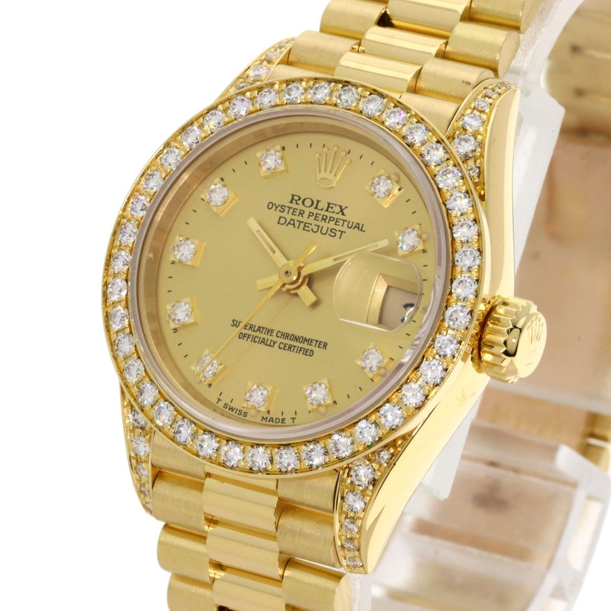 ROLEX ロレックス 69258G デイトジャスト ベゼル 10P ダイヤモンド 腕時計 K18YG K18YG ダイヤモンド レディース [中古] ROLEX ロレックス 69258G デイトジャスト 10P ダイヤモンド 腕時計 K18