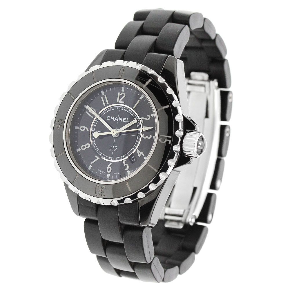 シャネル CHANEL H0681 J12 黒セラミック デイト クォーツ レディース 