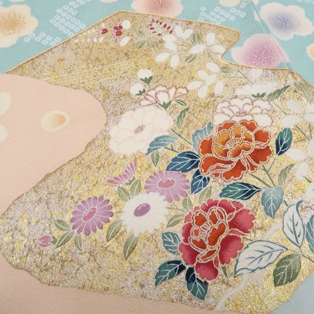 付け下げ 金駒刺繍 刺繍 色紙 松竹梅 桜花 菖蒲 着物 047k 【公式通販】