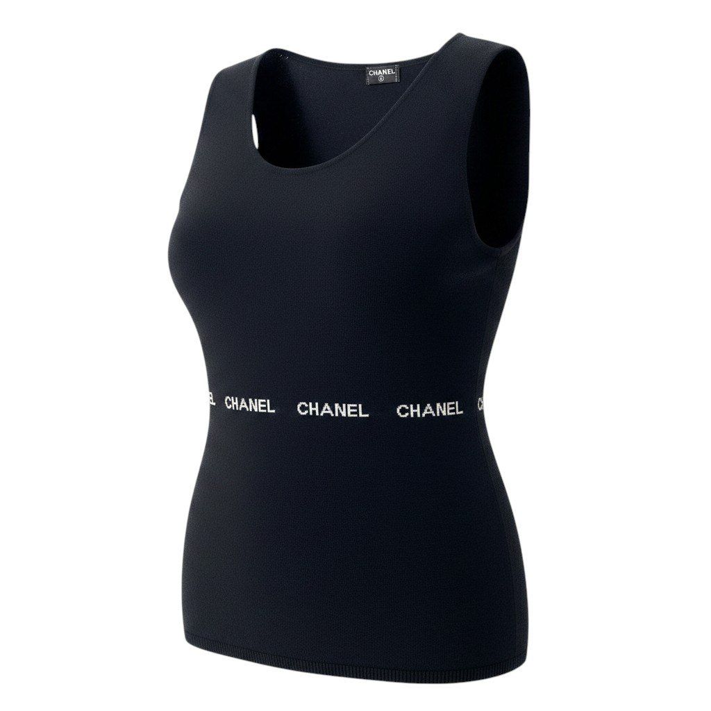 CHANEL ノースリーブ Cd22 CHANEL シャネル 2004年 ノースリーブニットセーター CHANELロゴ